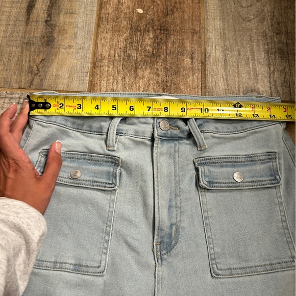 Mica Denim Wide Crop Jeans‎ Super High Rise Light Wash Pockets Size 29 - Picture 8 of 9